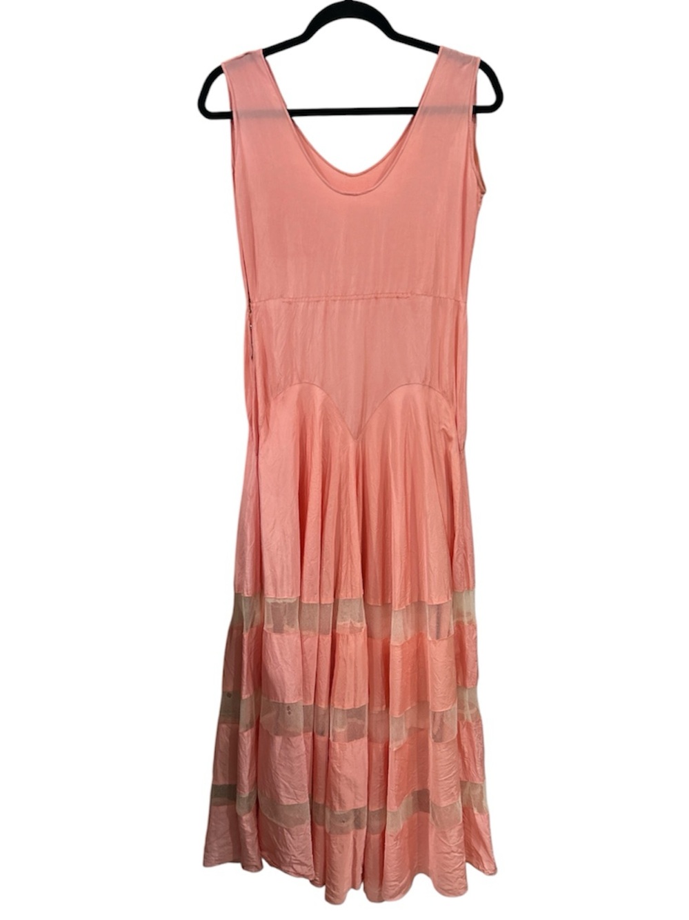 1920’s sleeveless drop waist,mesh panel flapper dress pink
